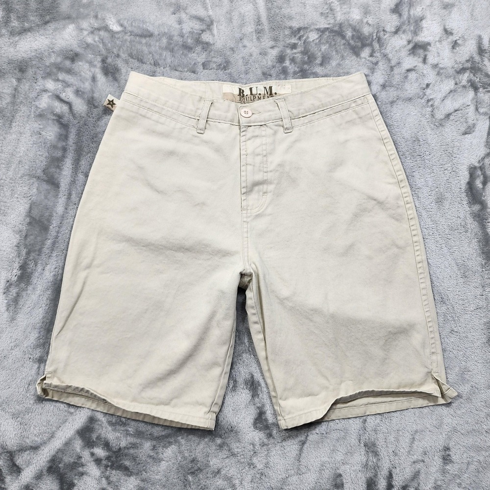 Vintage B.U.M. Equipment Shorts Womens‎ 7/8 Beige Twill Chino Flat Front Casual